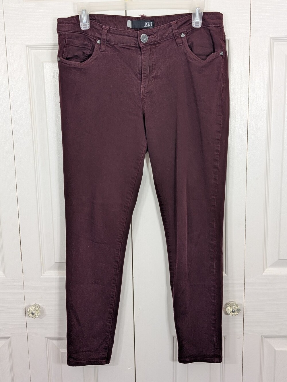 Kut from the Kloth: Stretch Skinny Pants - Burgundy - Size 10